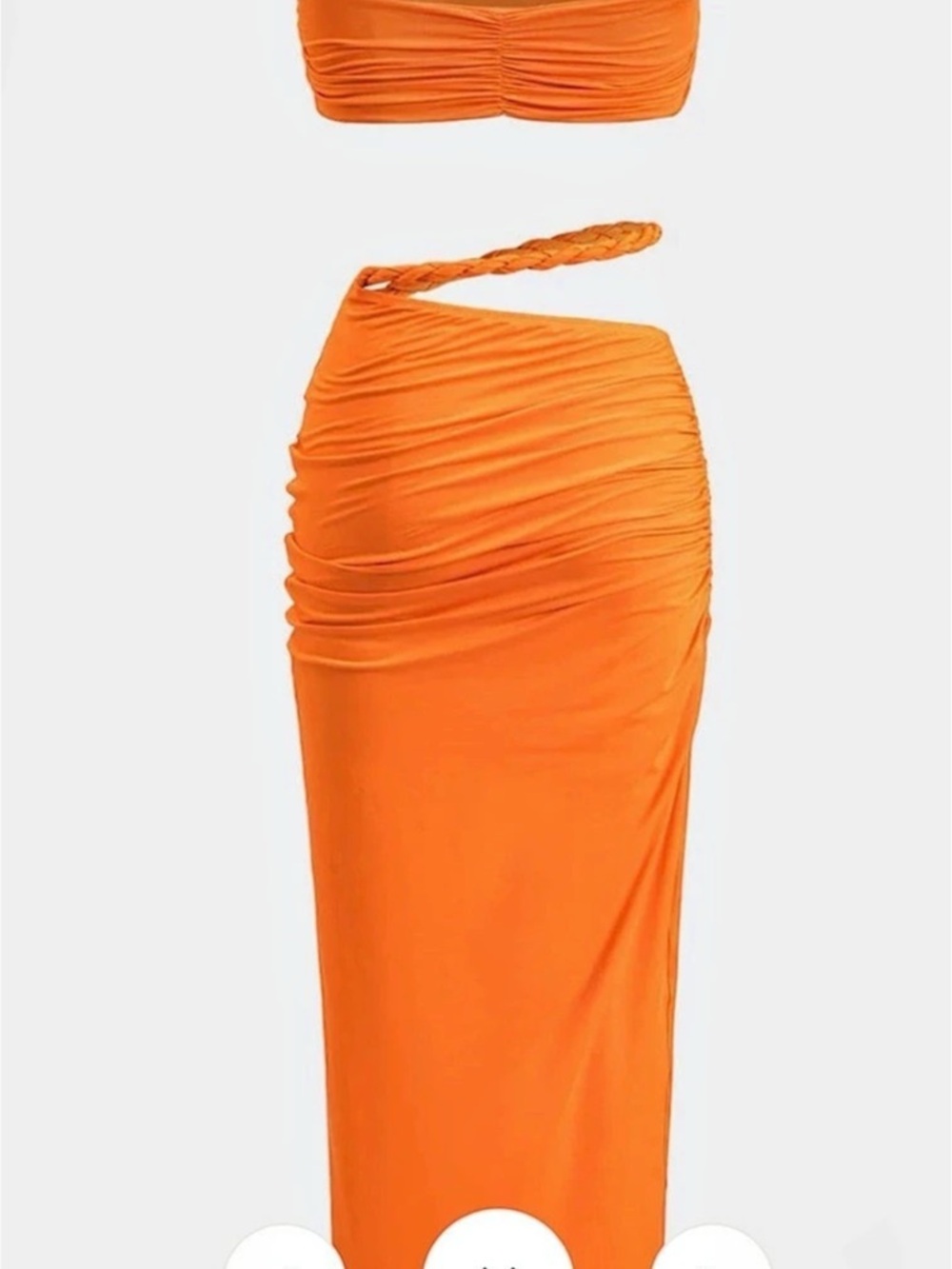 Micas Ruched Backless Cami Top And Cut Out Skirt Set, Orange